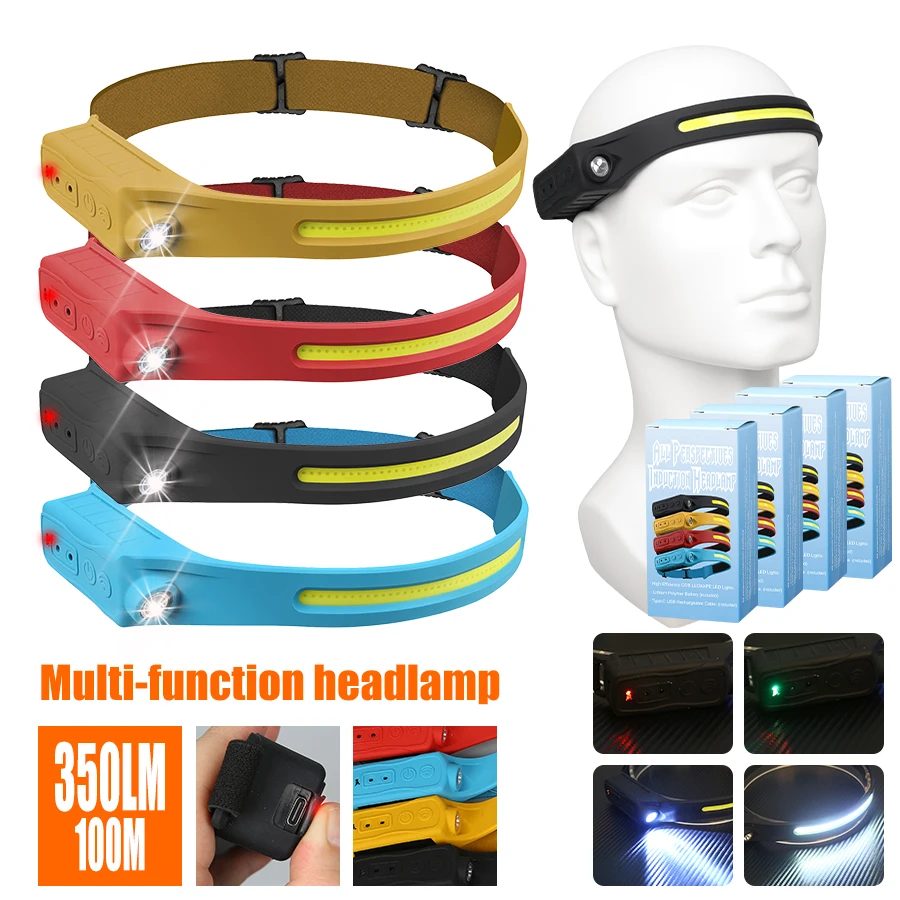 Fishing Headlamp - Lampada frontale ricaricabile Sensore di movimento