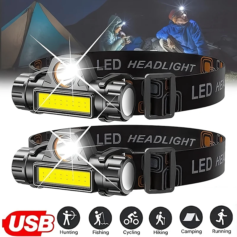 Fishing Headlamp - Lampada frontale ricaricabile COB LED USB